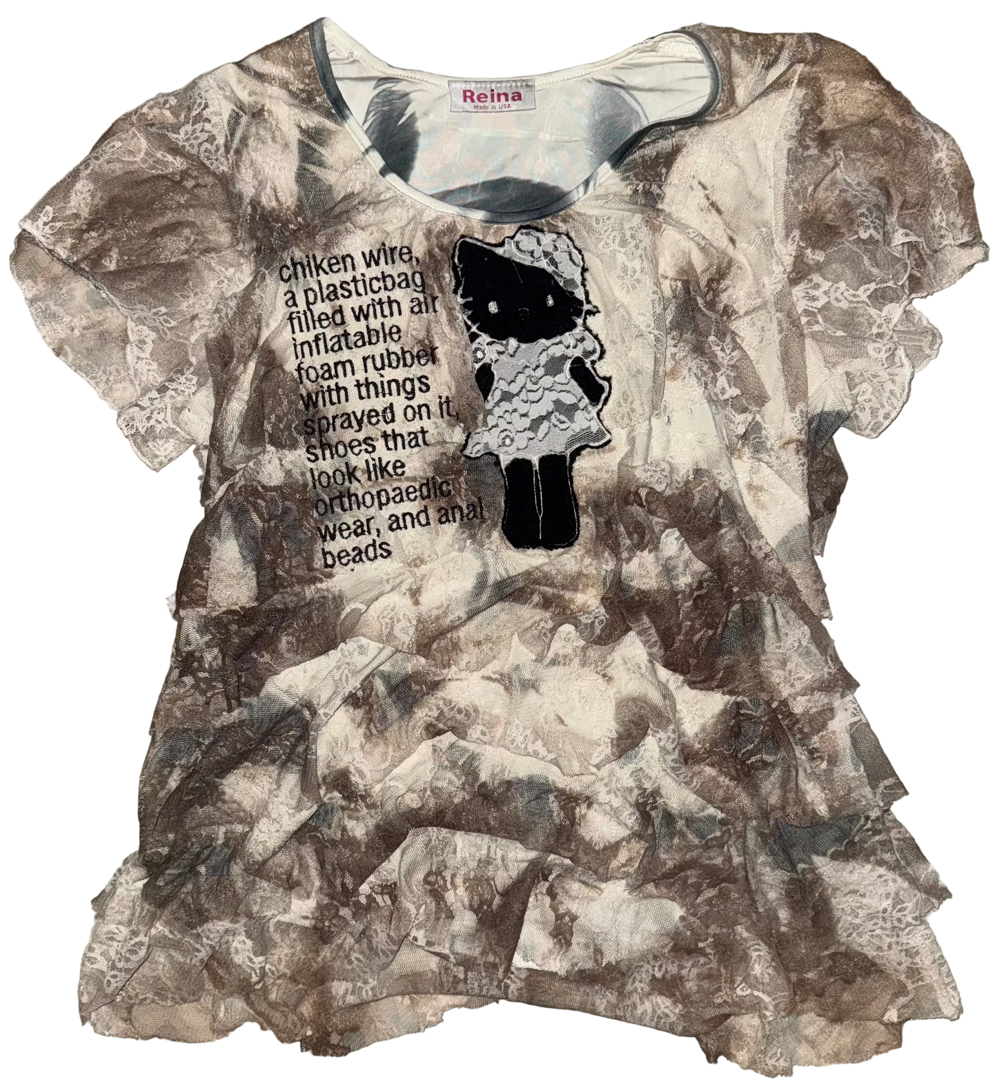 Chiken wire tall kitty lace top L
