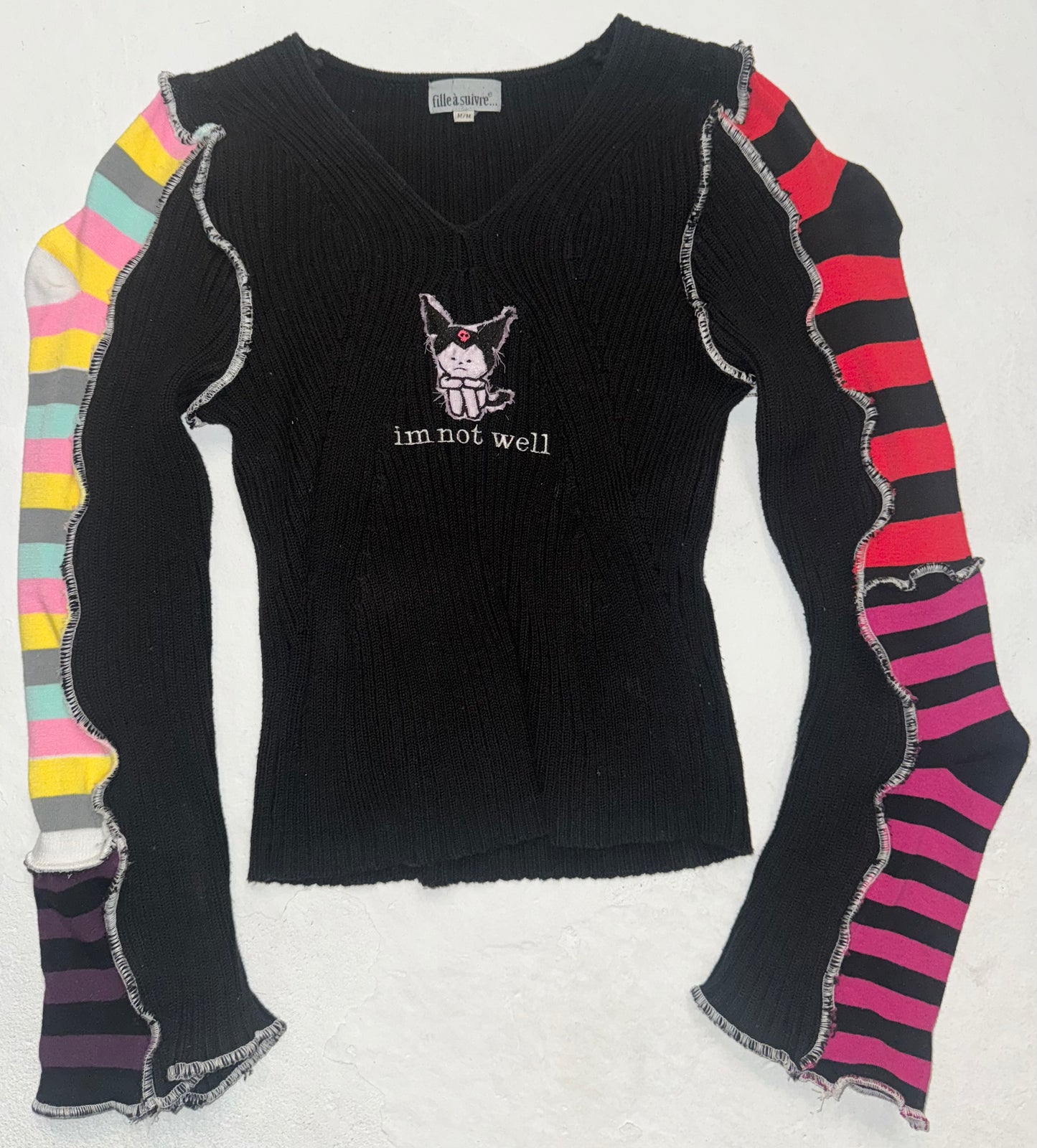 I’m not well Kuromi sock sleeve sweater M