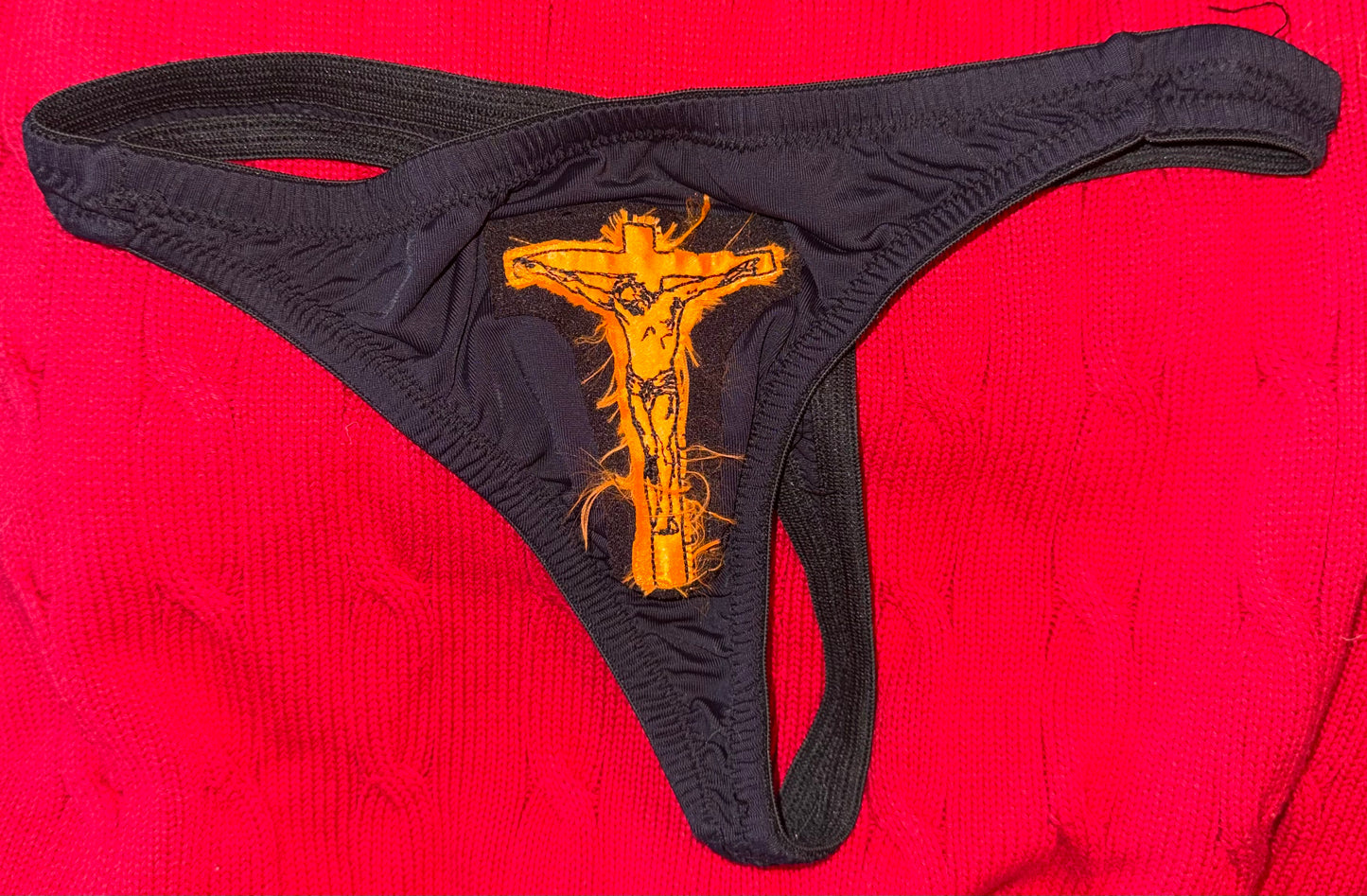Jesus Christ on a cross pocket thong