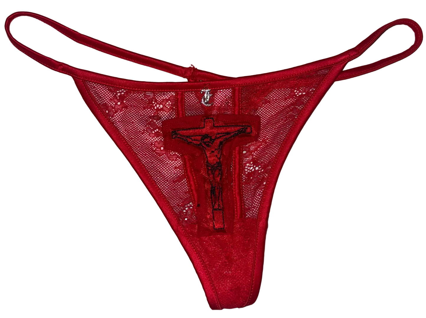 Jesus Christ on a juicy couture cross hidden pocket thong M