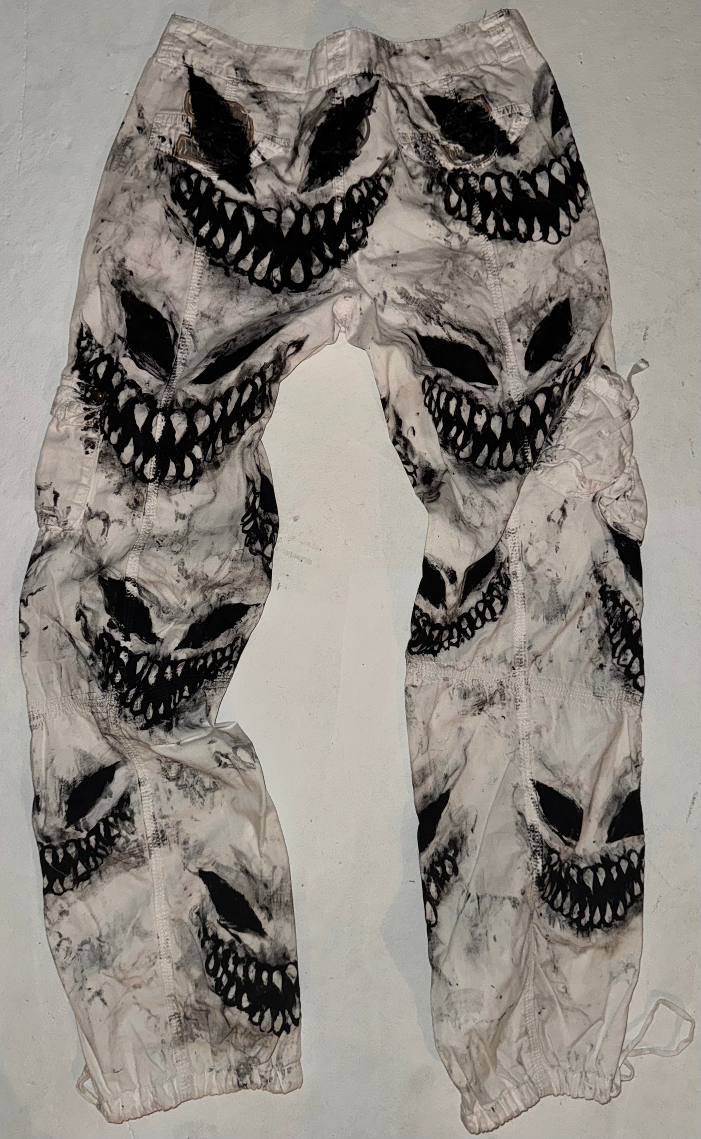 Hand painted demon cargo pants 28