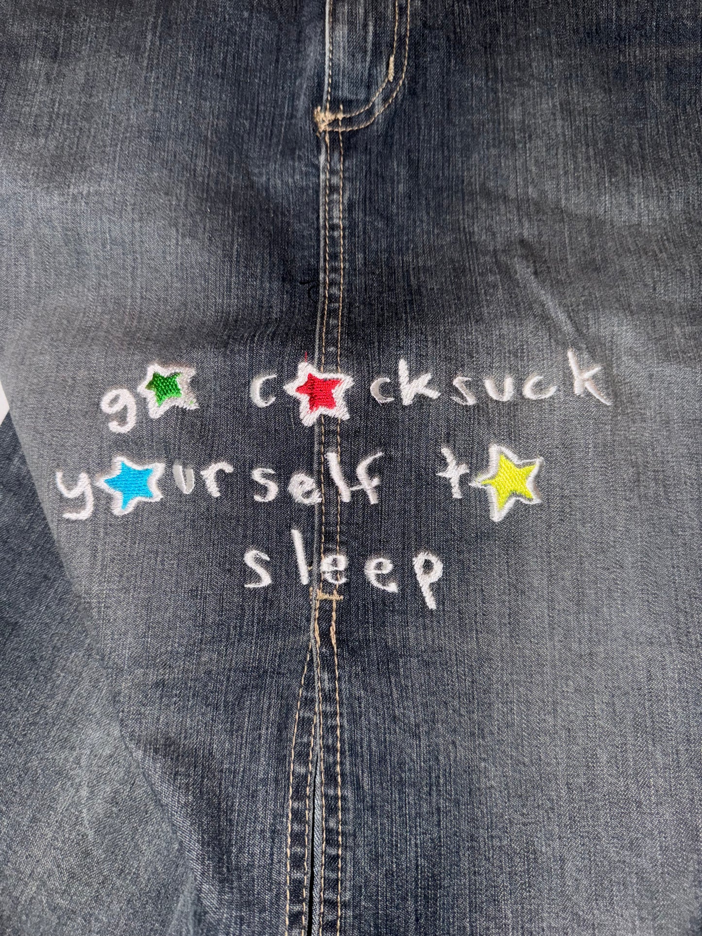 Go cock suck yourself to sleep denim skirt S