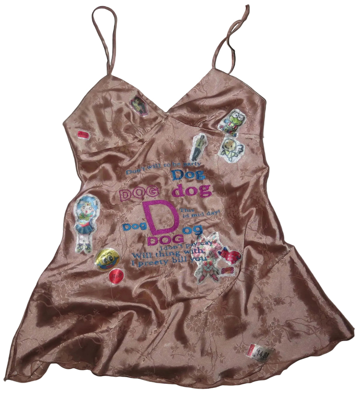 dog party sticker silky dress S