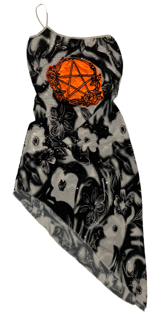 Pentacle asymmetrical sequin dress S