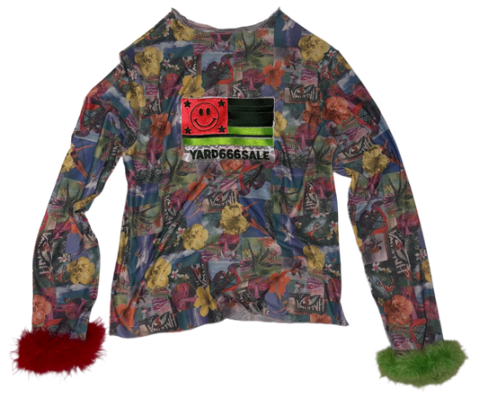 Gender : Yard666sale pride flag feather trjm long sleeve top XL