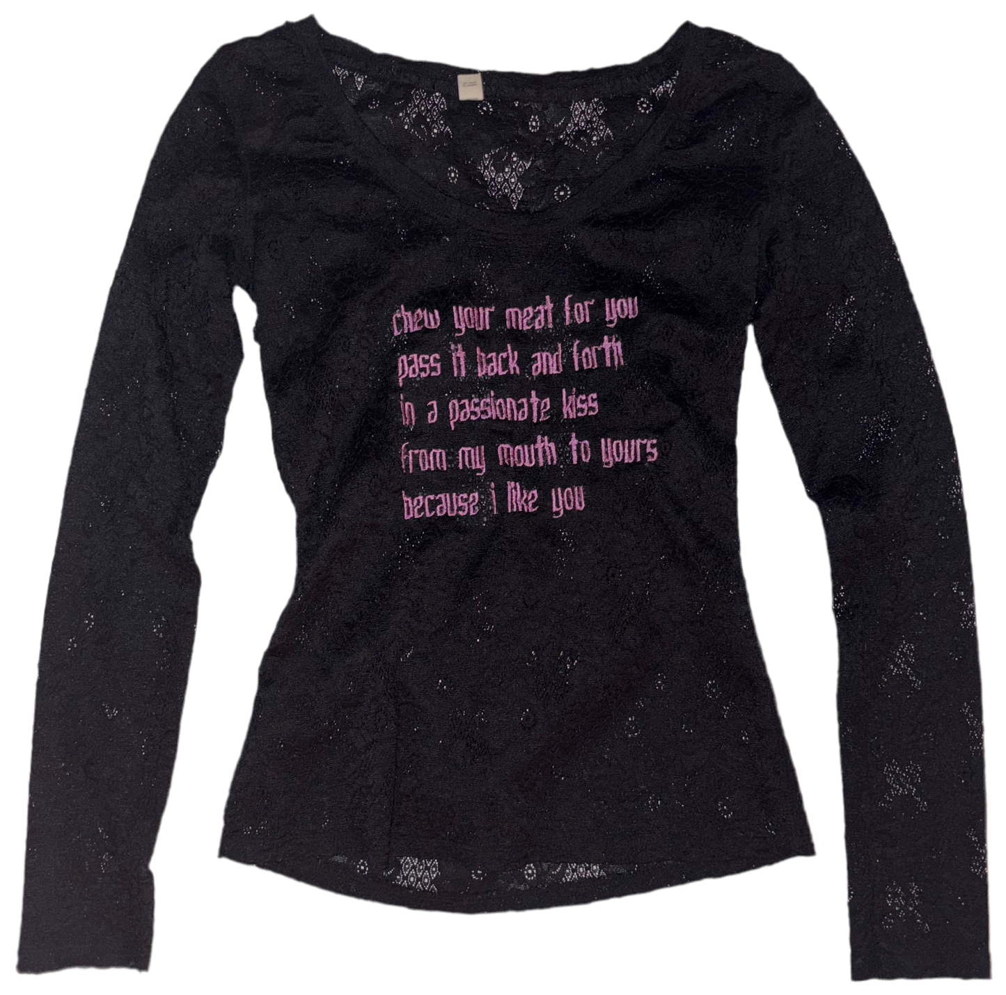 Chew your food back and forth lace top S