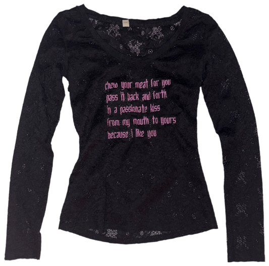 Chew your food back and forth lace top S
