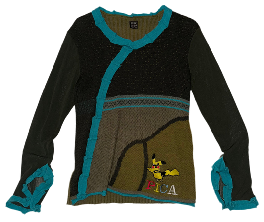 PICA awareness with pikachu sheer sleeve sweater L