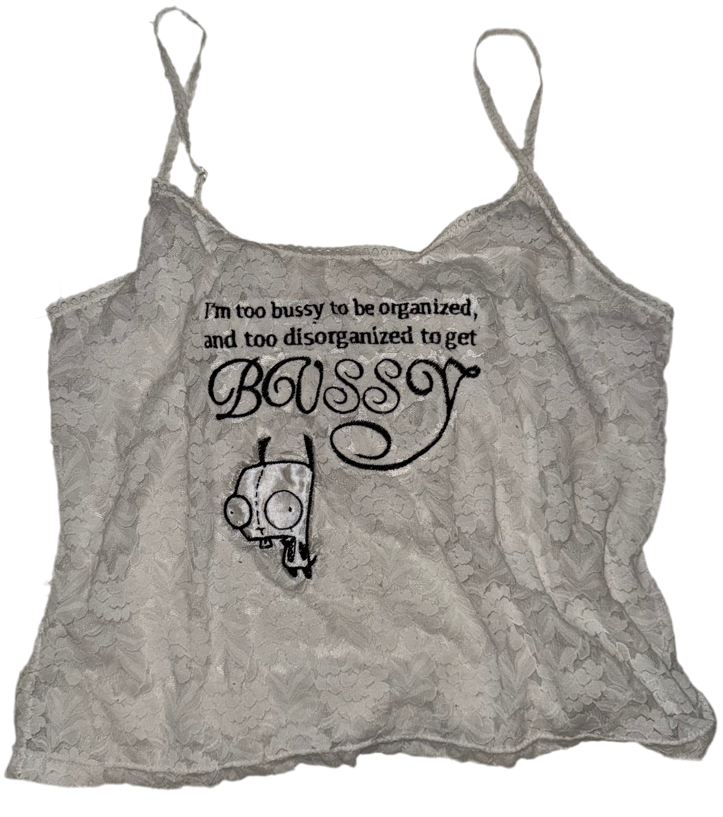 I’m too bussy lace tank XL