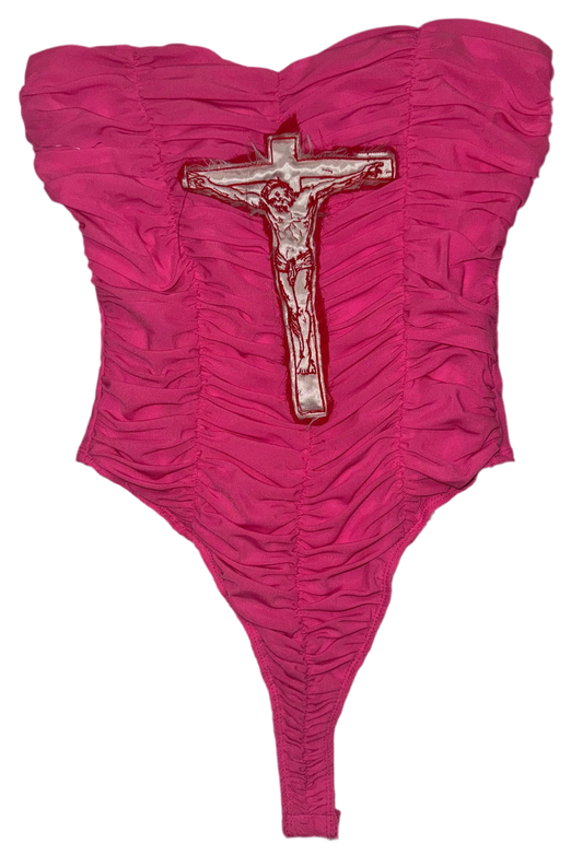 Jesus Christ on a cross body suit M