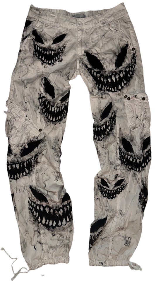Hand painted demon cargo pants 28