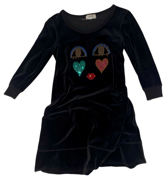 Sonia Rykel cut face rhinestone plush dress S