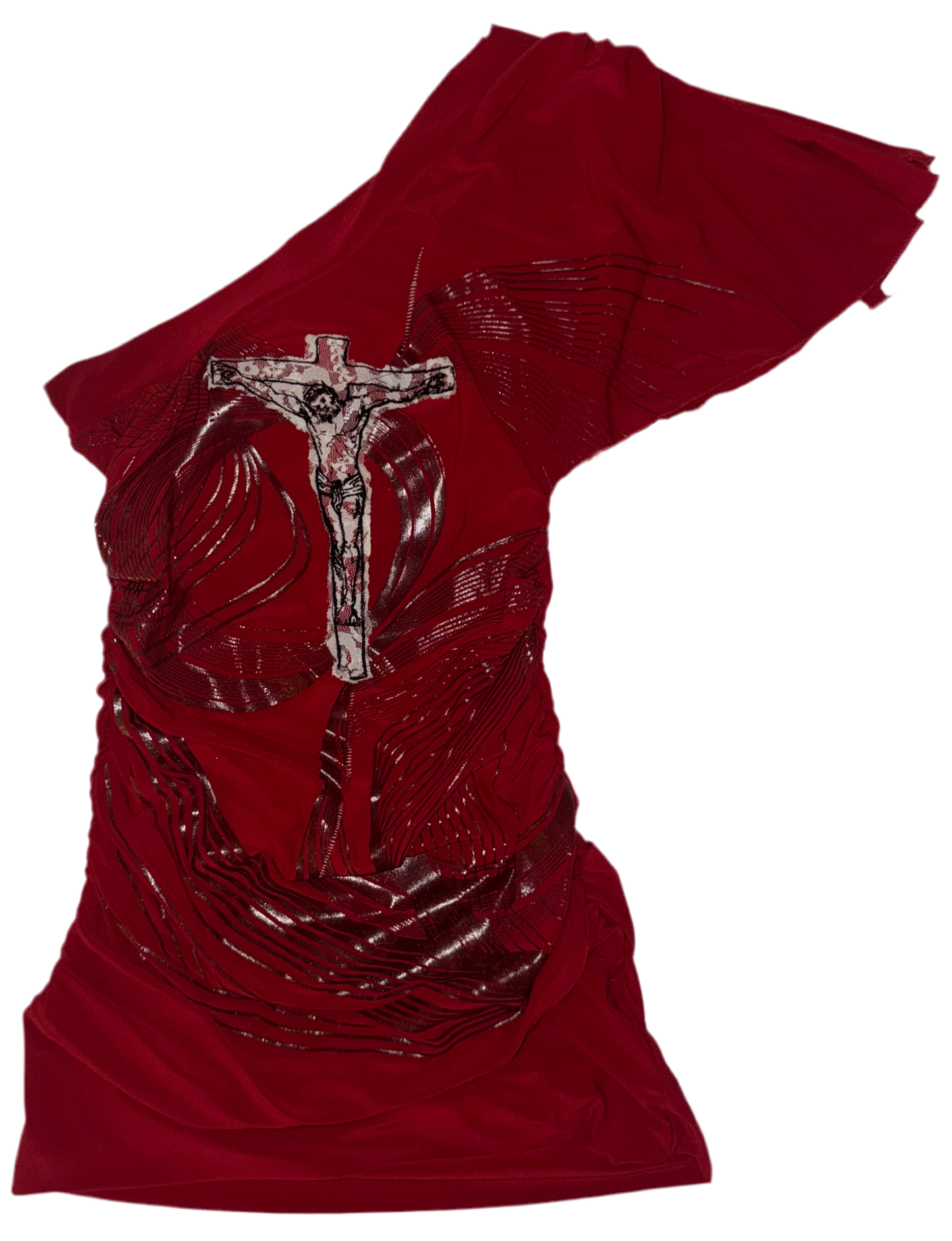 Jesus Christ on a cross asymmetrical top S