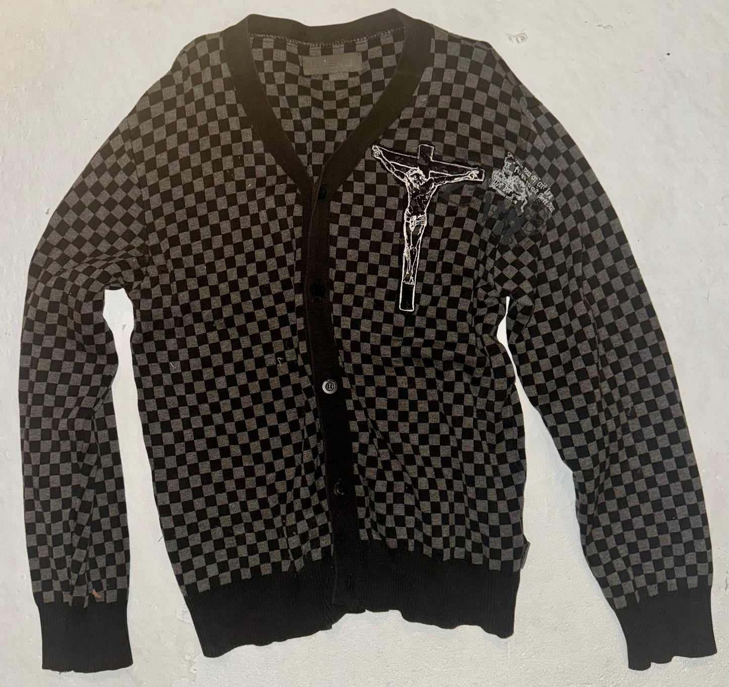 Jesus Christ on a cross cardigan L