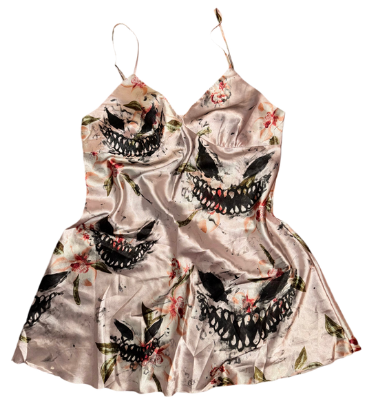 Hand painted demon silky dress M