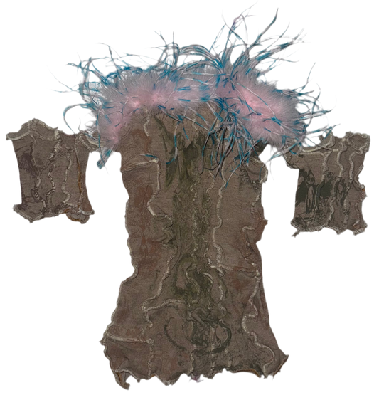Feather trjm emotown sock tube top with sleeves S