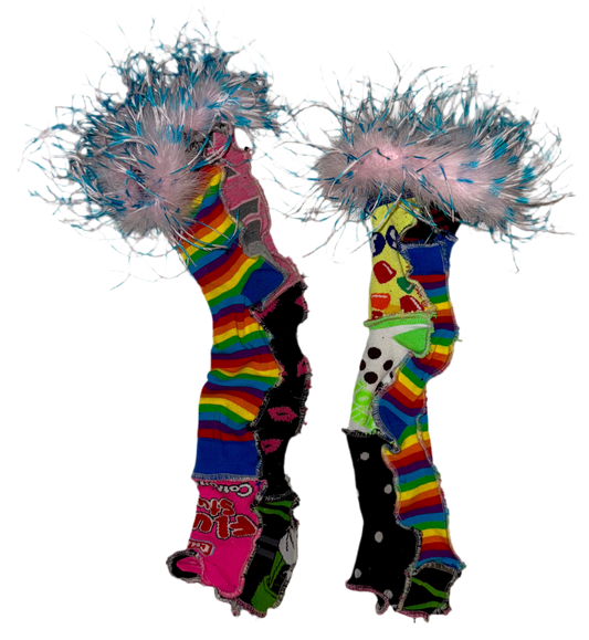 Feather trjm sock arm warmers