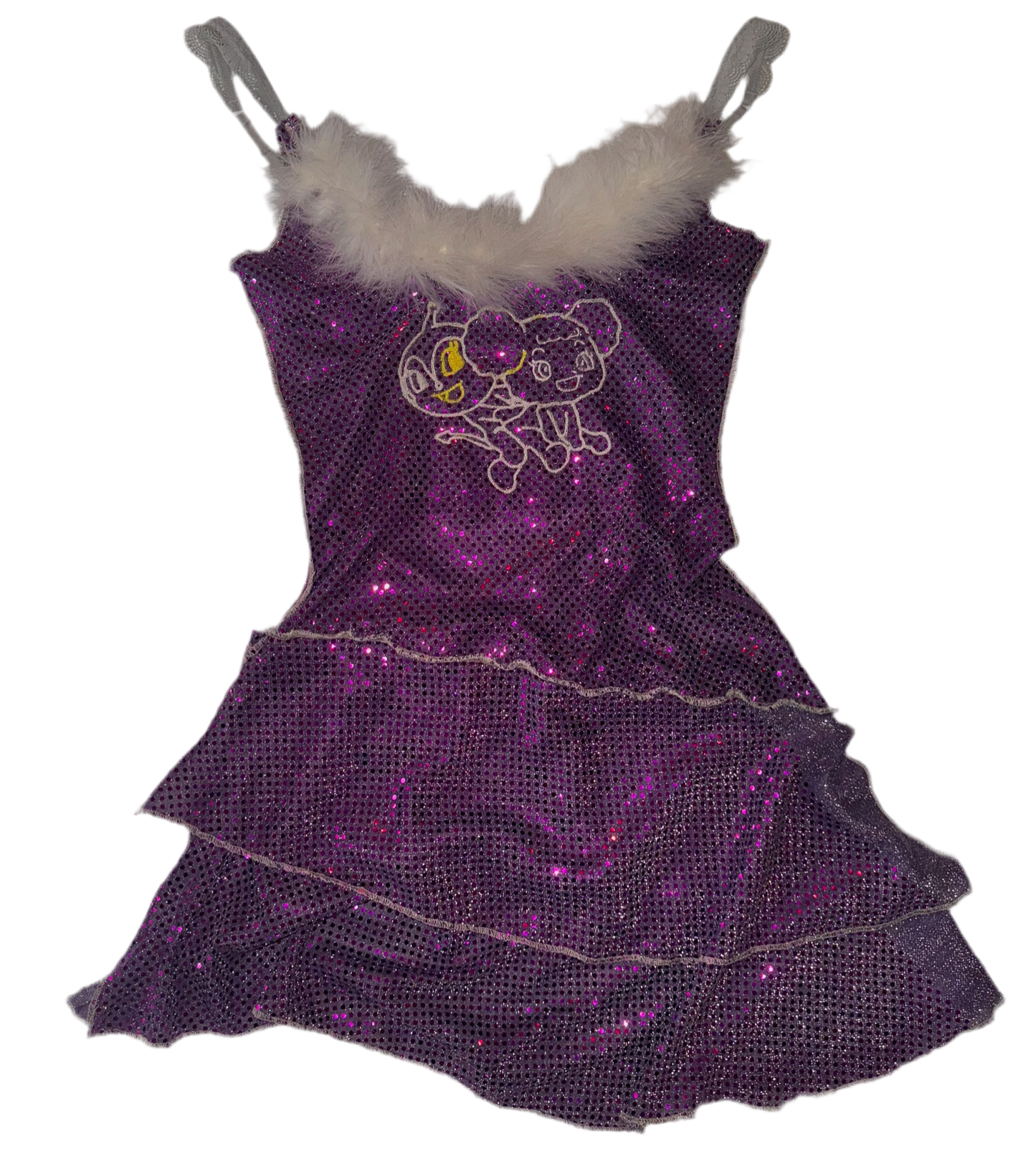 Humpers glitter dress feather trim S