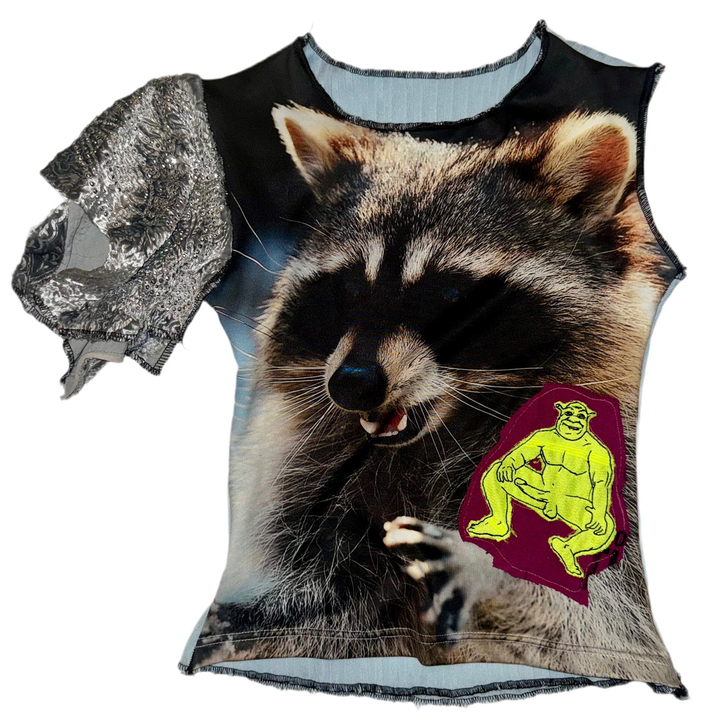 Nude ogre and raccoon sleeveless top S