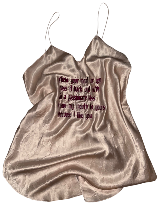 Chew your food back and forth silky dress L