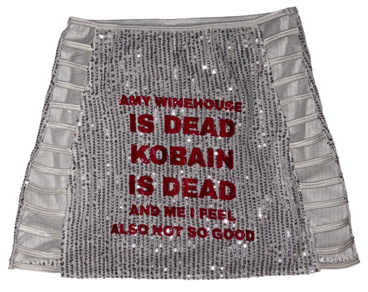 Amy winehouse is dead sequin cut out mini skirt S