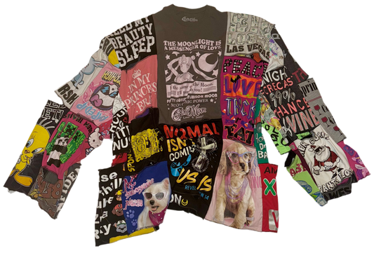 Over sized patchwork cut out long sleeve shirt 5XL