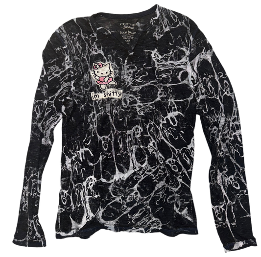 Hello Shitty long sleeve crepe top M