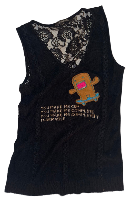 You make me cum plete ly miserable vest lace back M
