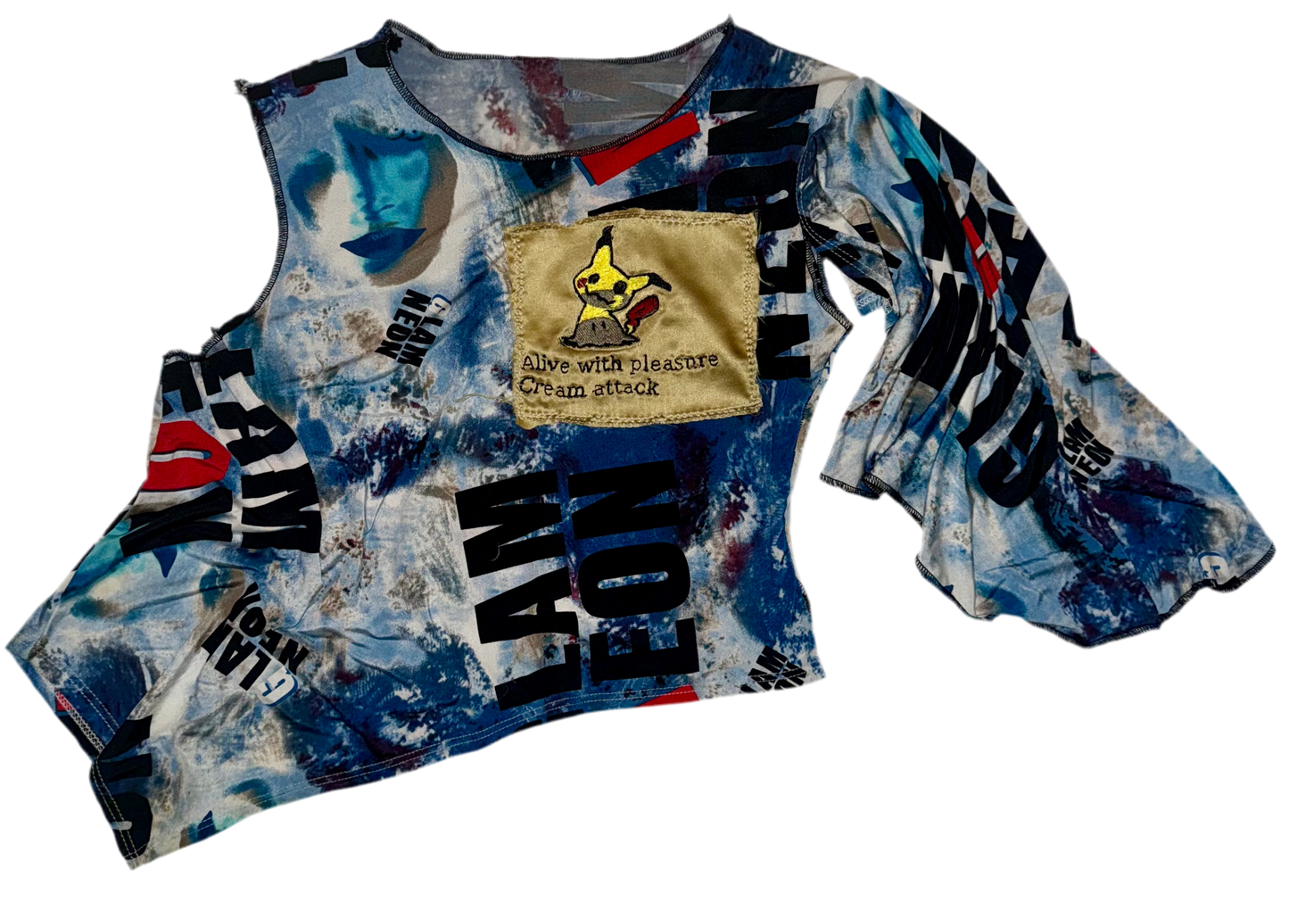 Alive with pleasure patchwork y2k print top M