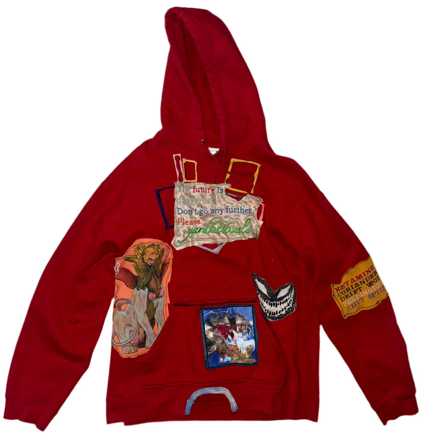 The future is dangerous patchwork hoodie M