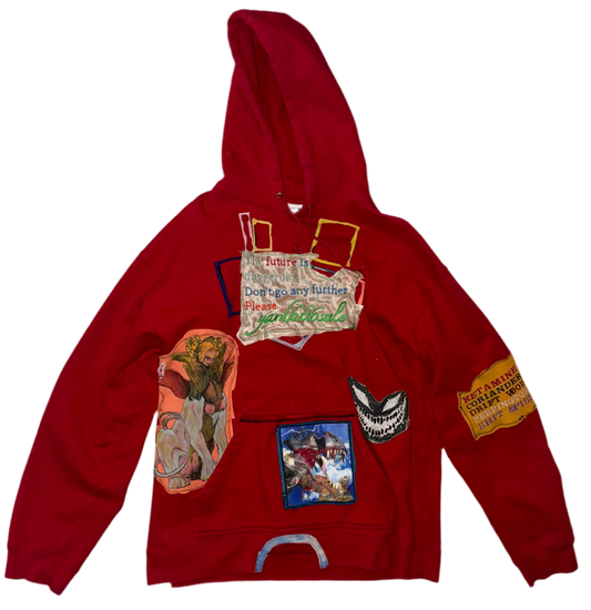 The future is dangerous patchwork hoodie M