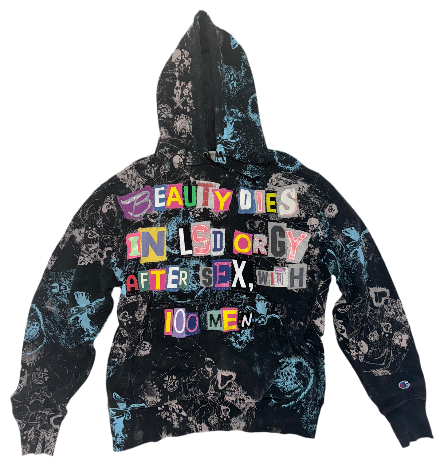 Beauty dies in lsd orgy ransom left over letters hoodie L