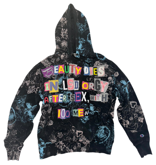 Beauty dies in lsd orgy ransom left over letters hoodie L