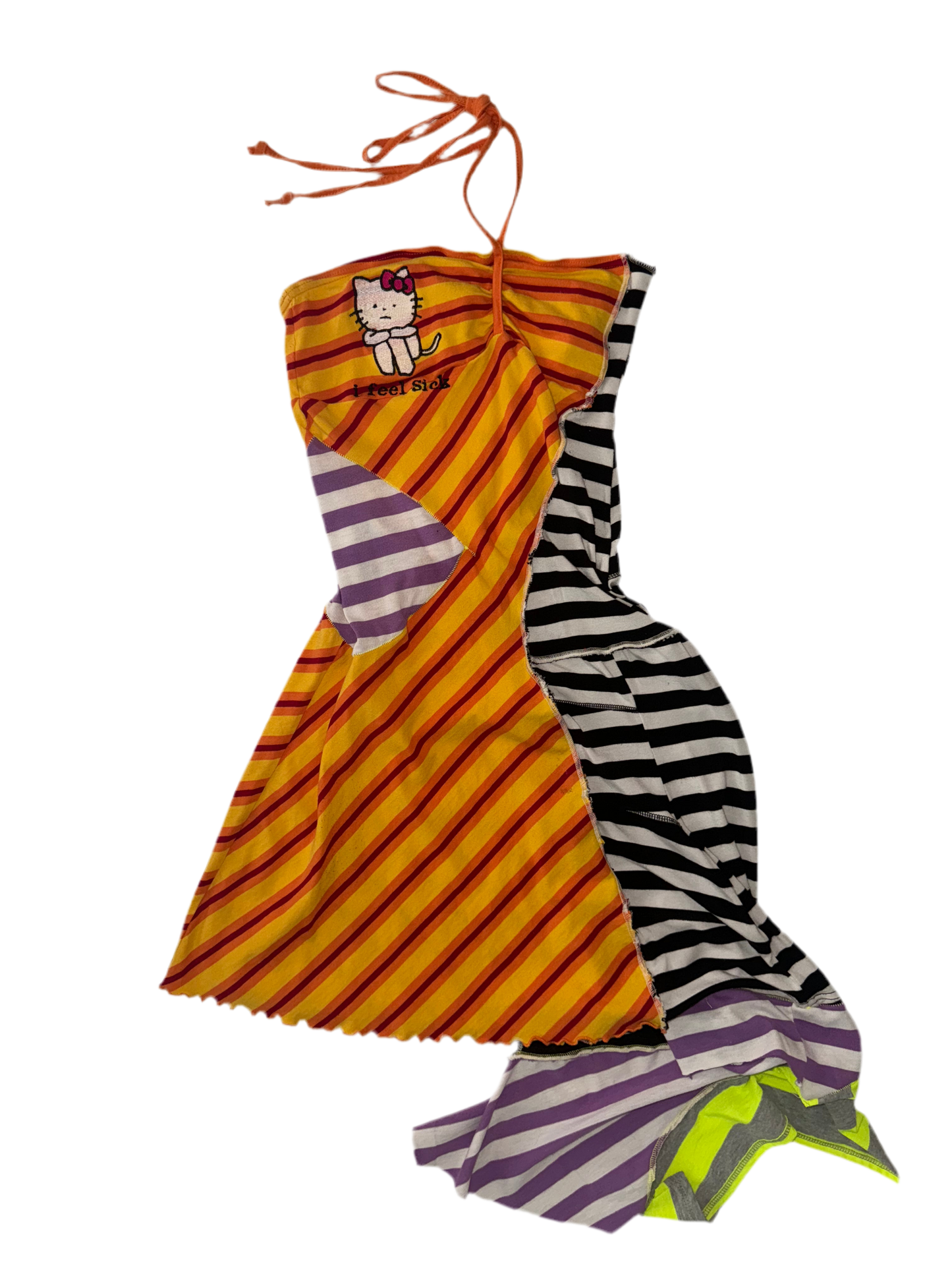 I feel sick striped halter dress S