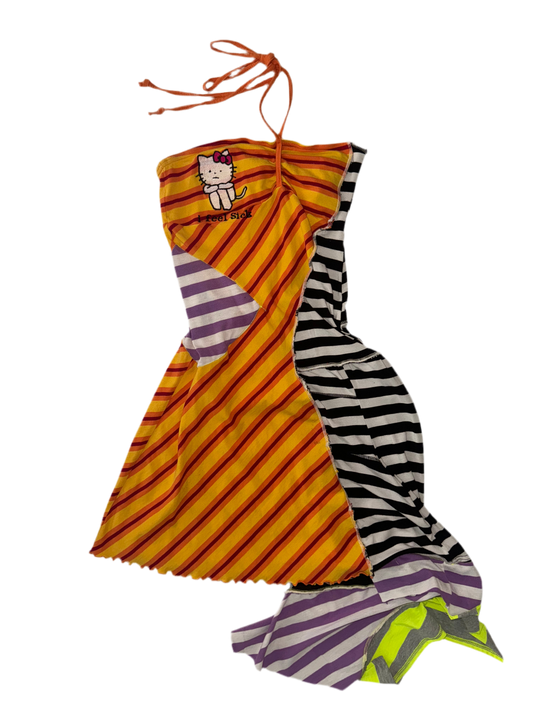 I feel sick striped halter dress S