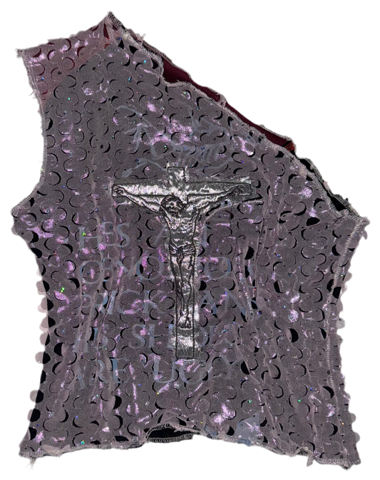 Jesus Christ on a cross one shoulder tank M