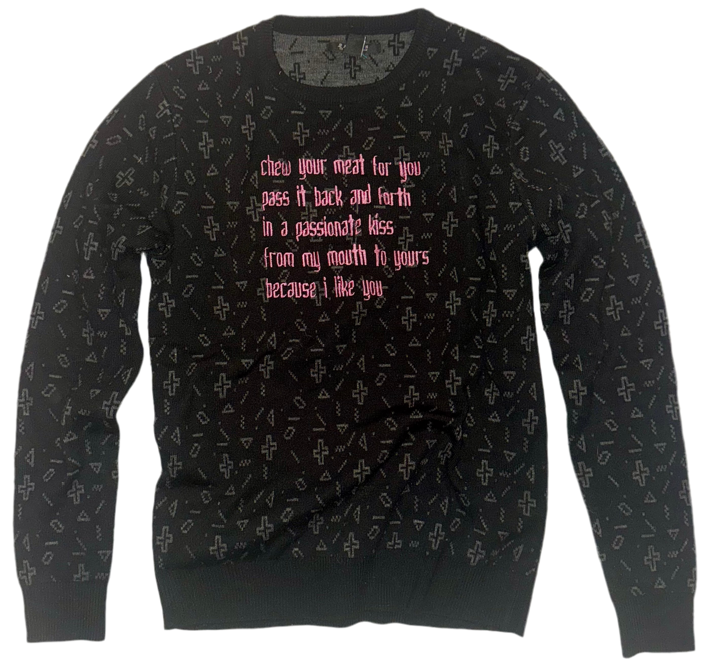 chew your meat back and forth sweater XS