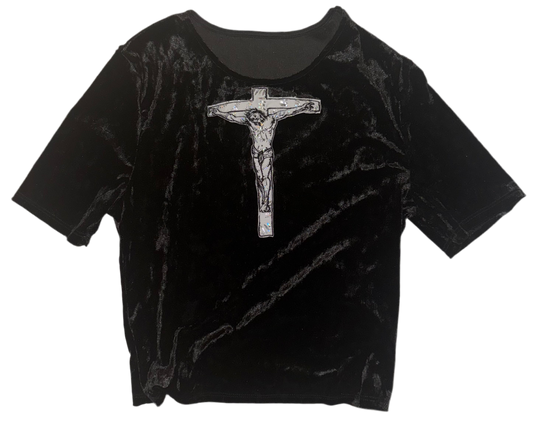 Jesus Christ on a crush velvet top S