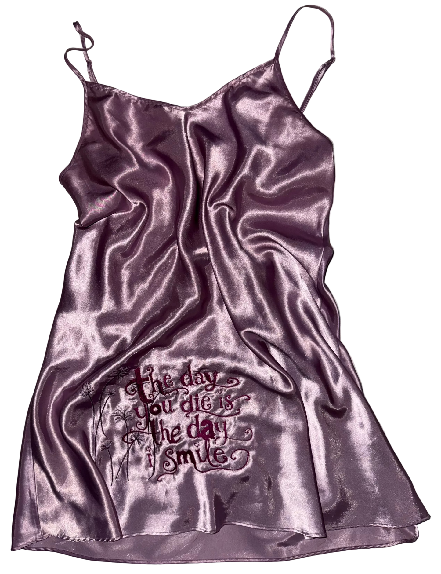 The day you die is the day I smile silky dress M