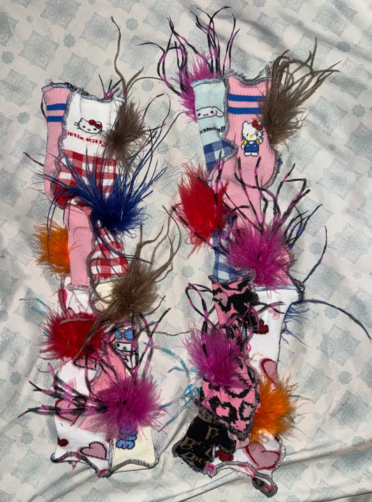 Feather bit sock arm warmers