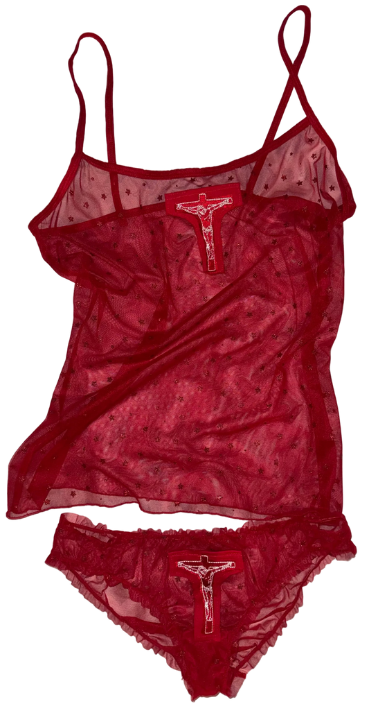 Jesus Christ on a cross hidden pocket sheer set M