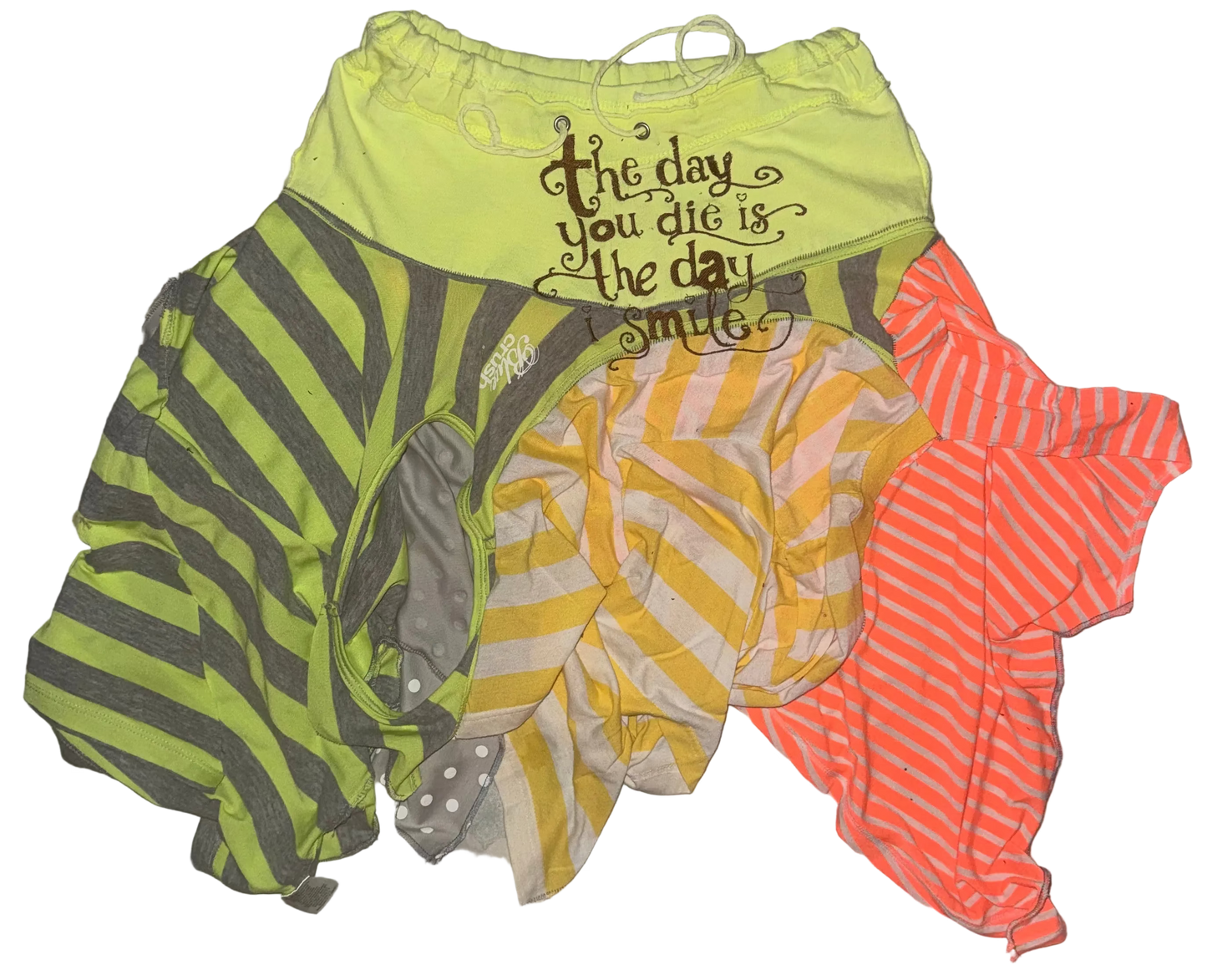 The day you die is the day I smile striped garments patchwork skjrt M