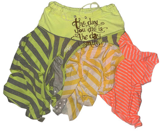 The day you die is the day I smile striped garments patchwork skjrt M