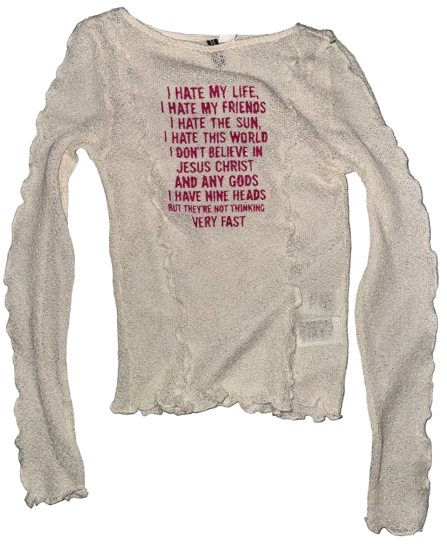 I hate my life mesh sheer top S