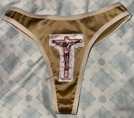 Jesus Christ on a cross hidden pocket thong S
