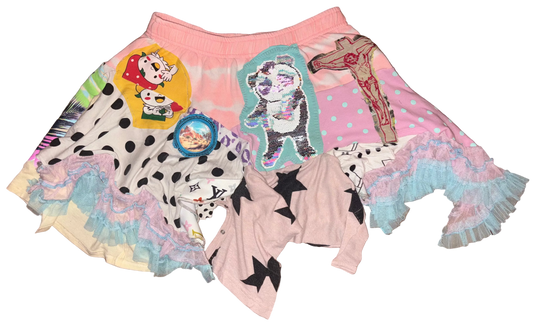 Patchwork yardsalecult friends mini skirt S