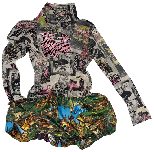 Doxking demons Sheer print Poof mini dress XL