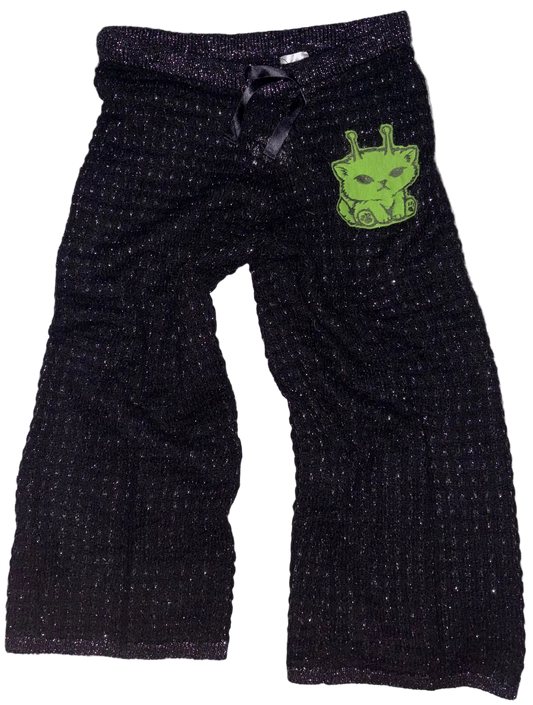 Thin knit alien kitty flood pants M
