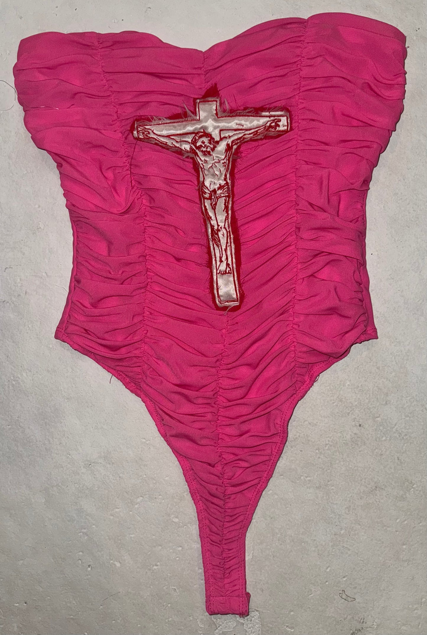 Jesus Christ on a cross body suit M