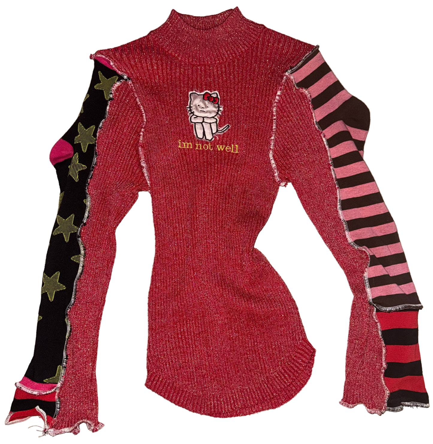 I’m not well kitty mock neck sock sleeve top S